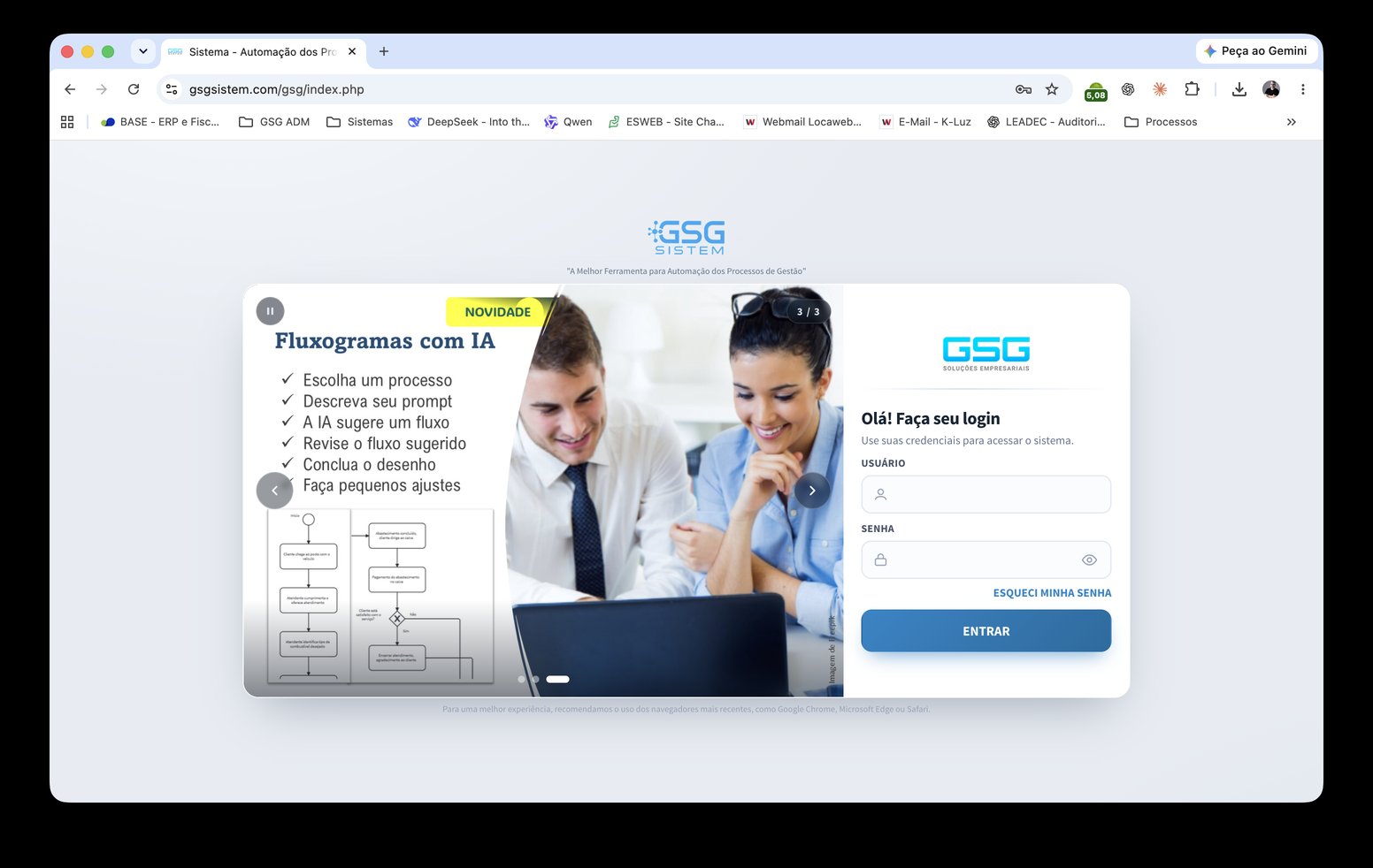 Tela do GSG SISTEM na nova interface (1 de 11)
