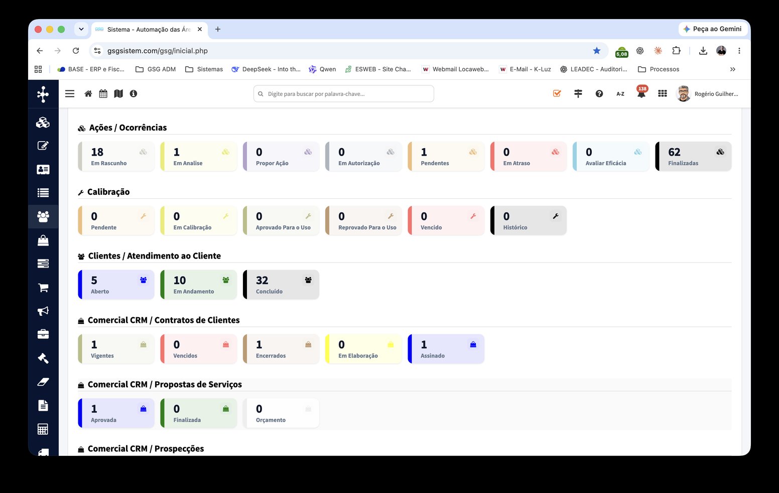 Tela do GSG SISTEM na nova interface (3 de 11)
