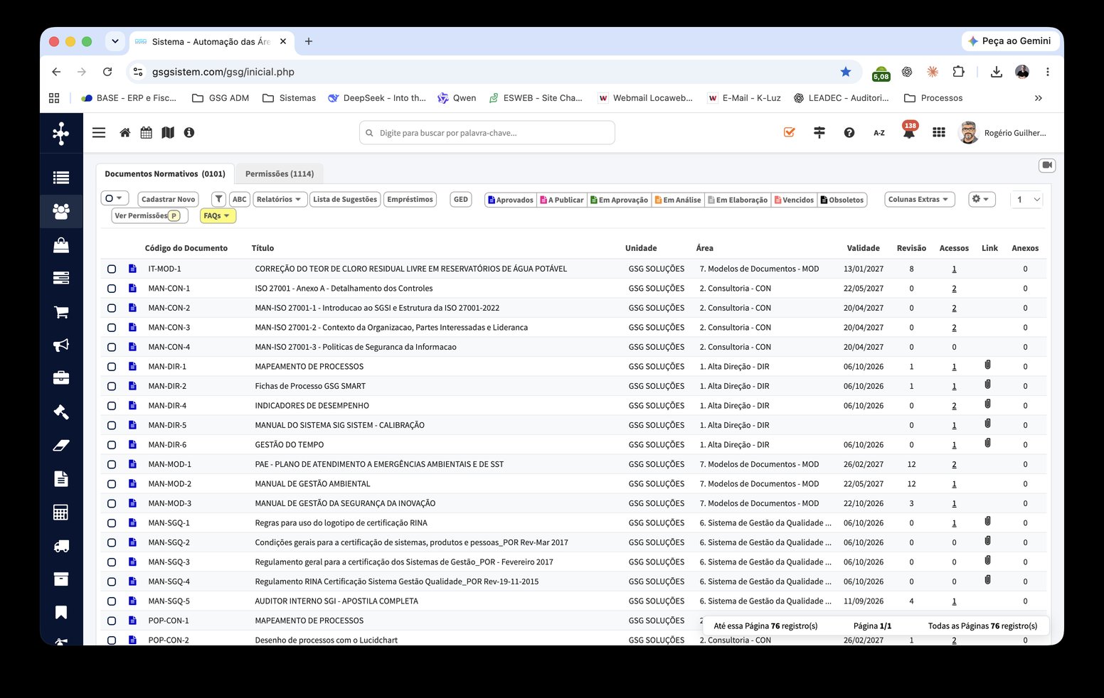 Tela do GSG SISTEM na nova interface (4 de 11)