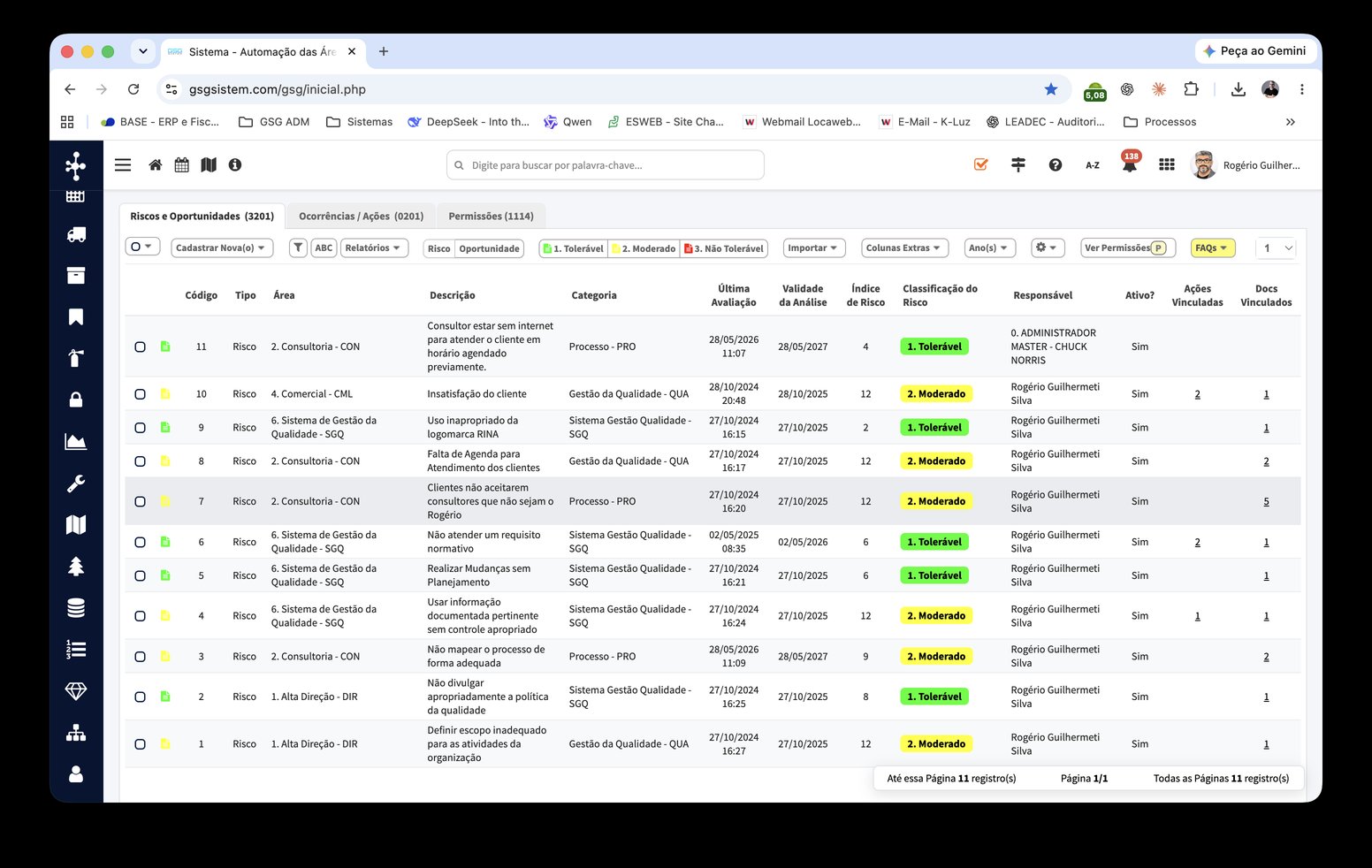 Tela do GSG SISTEM na nova interface (6 de 11)