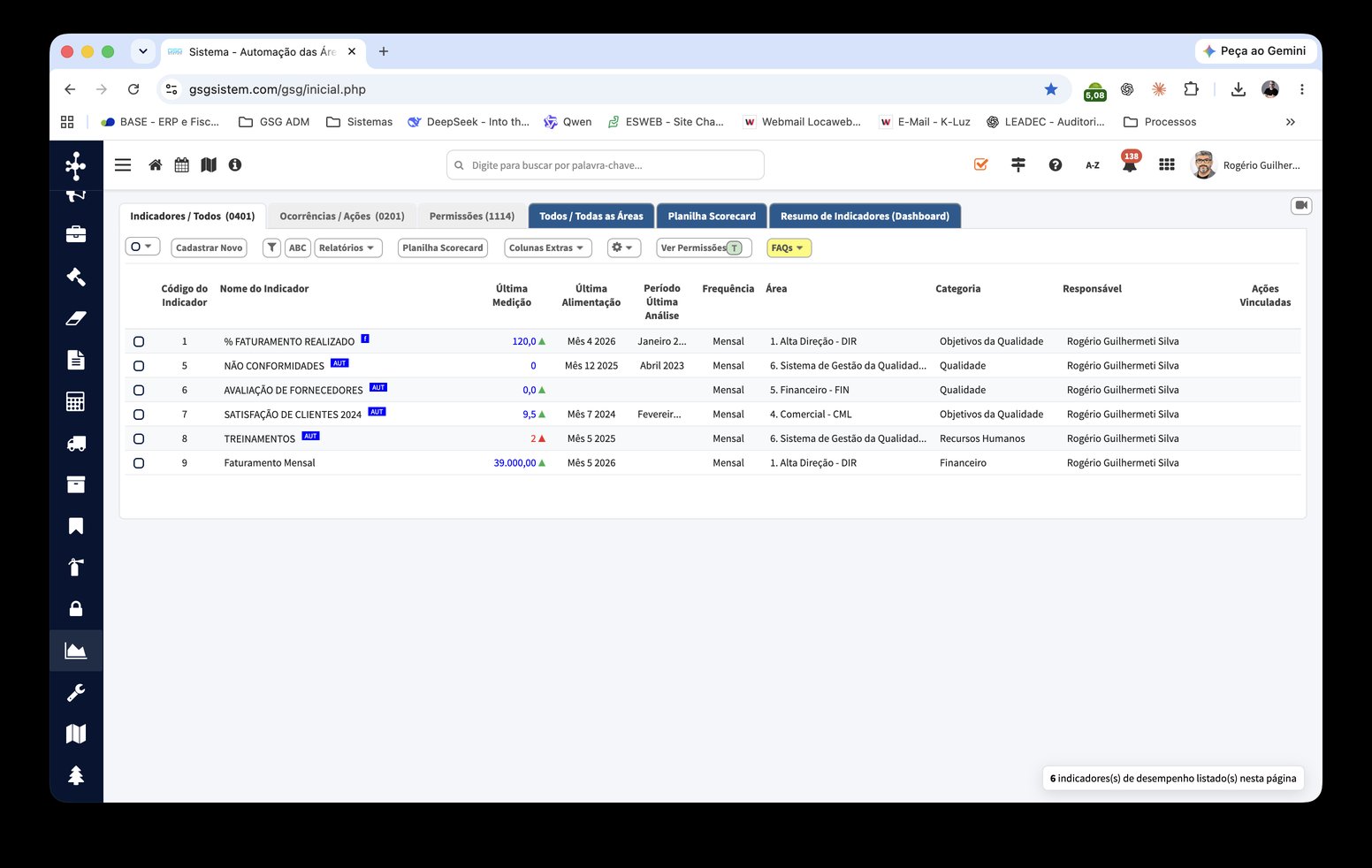Tela do GSG SISTEM na nova interface (7 de 11)