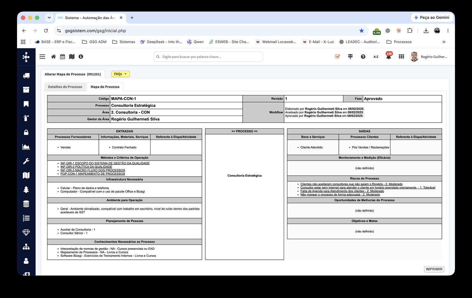 Tela do GSG SISTEM na nova interface (8 de 11)
