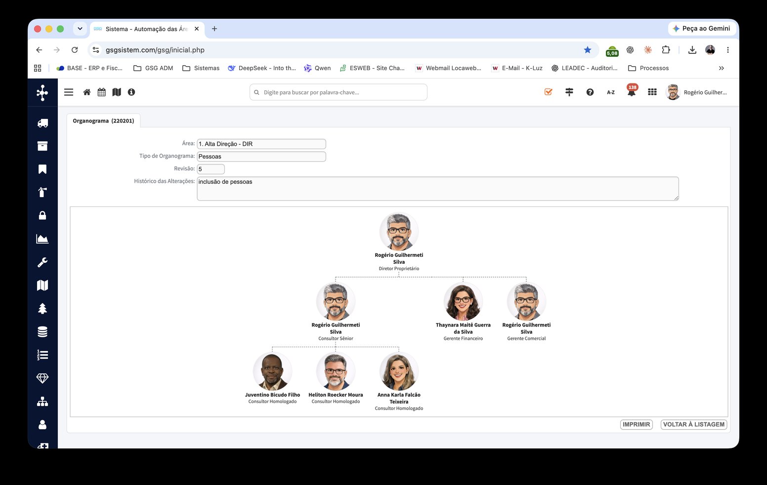 Tela do GSG SISTEM na nova interface (9 de 11)
