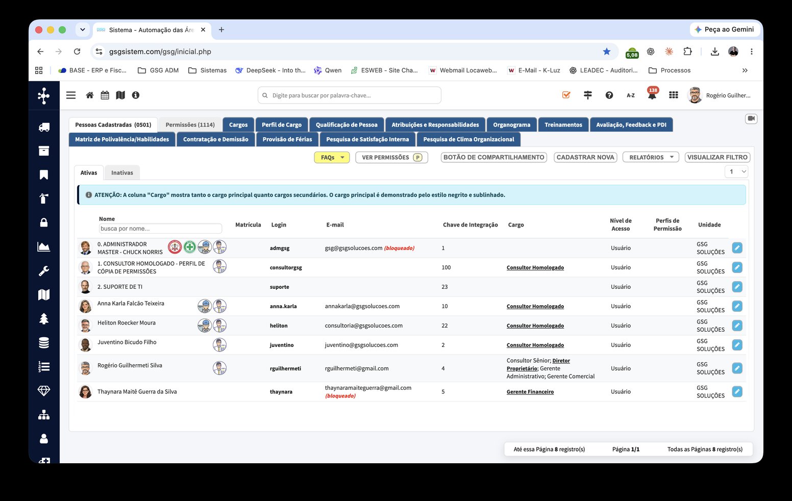 Tela do GSG SISTEM na nova interface (10 de 11)